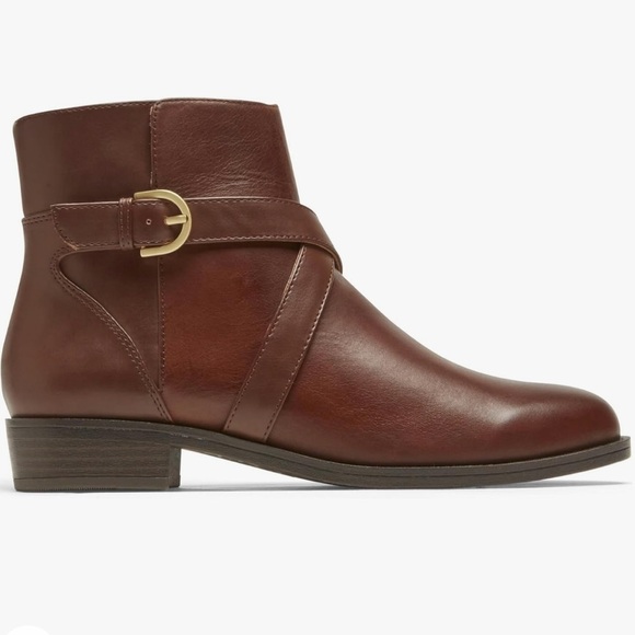 Rockport Vickey Belt Leather Cognac Bootie Size 5 - Picture 1 of 12